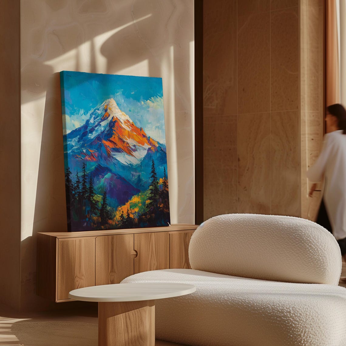 Bold Abstract Mountain Wall Art Vibrant Snowy Peak Landscape Nature Inspired Home Or Office Decor Modern Artwork - Image 4