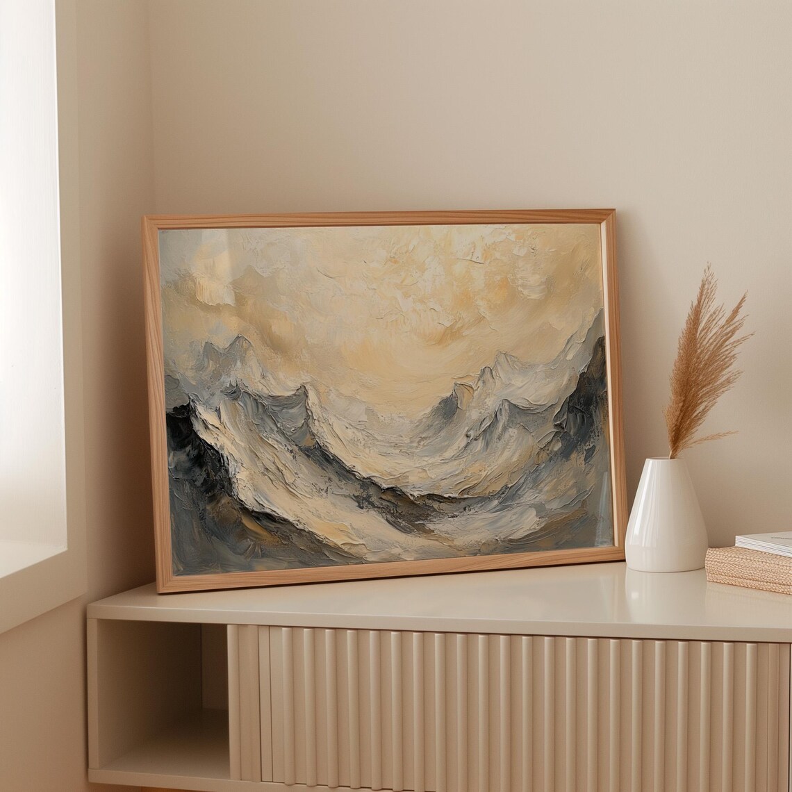 Abstract Mountain Landscape, Neutral Wall Art Print - Image 4