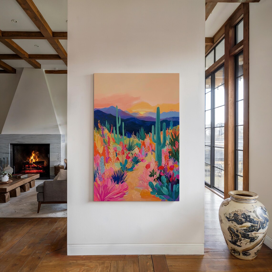 Colorful Desert Wildflower Landscape Saguaro Cactus Sunset Poster - Image 6