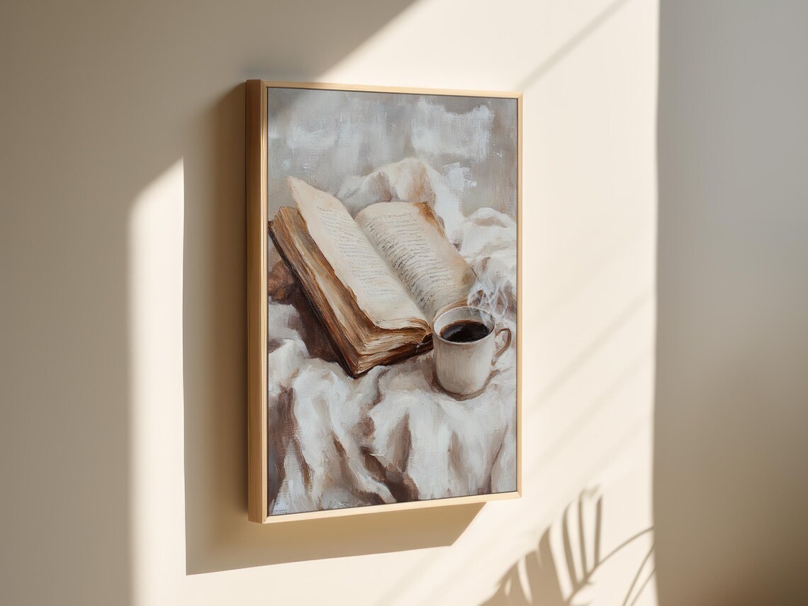 Reading Nook Open Book And Coffee Cup Art Print