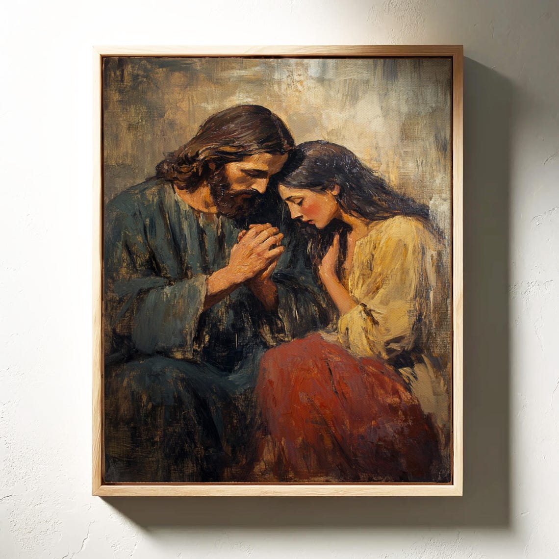 Jesus Praying With Woman Faith Devotion Christian Art Poster - Image 3