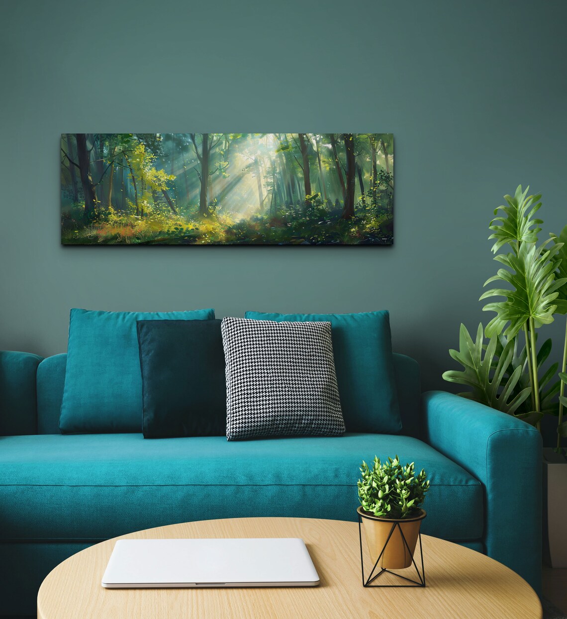Panoramic Forest, Foggy Pine Tree Landscape Art Print - Image 5