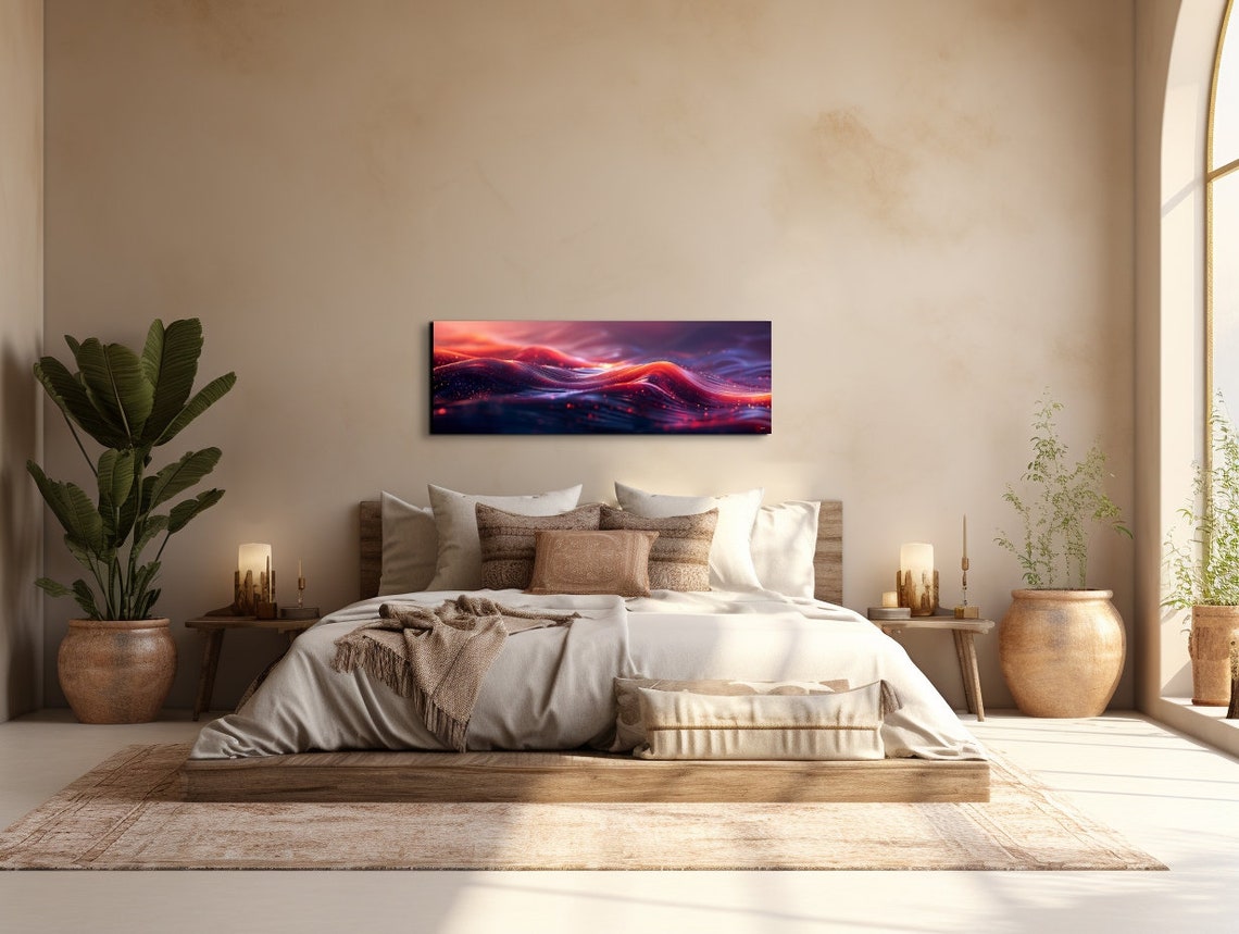 Abstract Wave Print Modern Wall Art Waves Contemporary Artwork Poster Gift For Art Lovers Panoramic Ready To Hang - Image 7