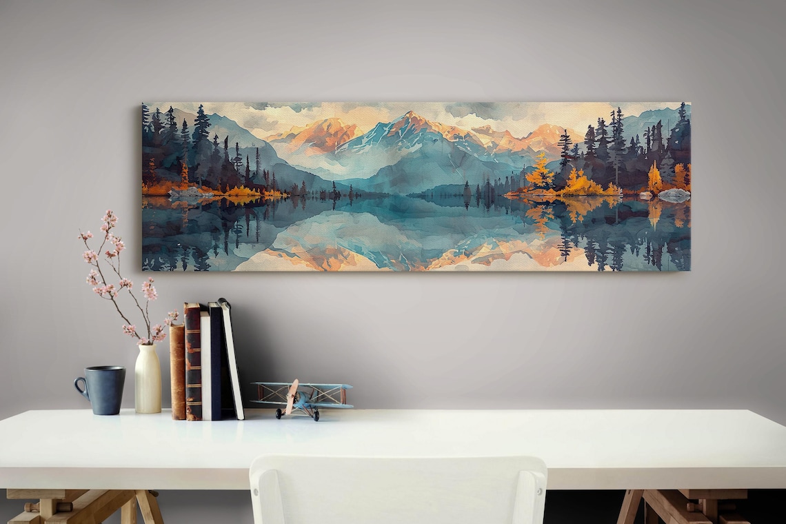 Panoramic Mid-Century Modern Mountain Art Print - Image 4