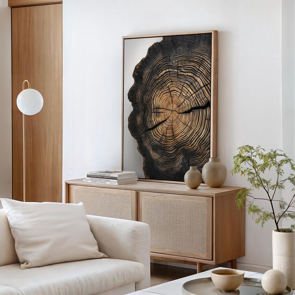 Natural Tree Ring Print, Black and Gold Wood Art - Image 5