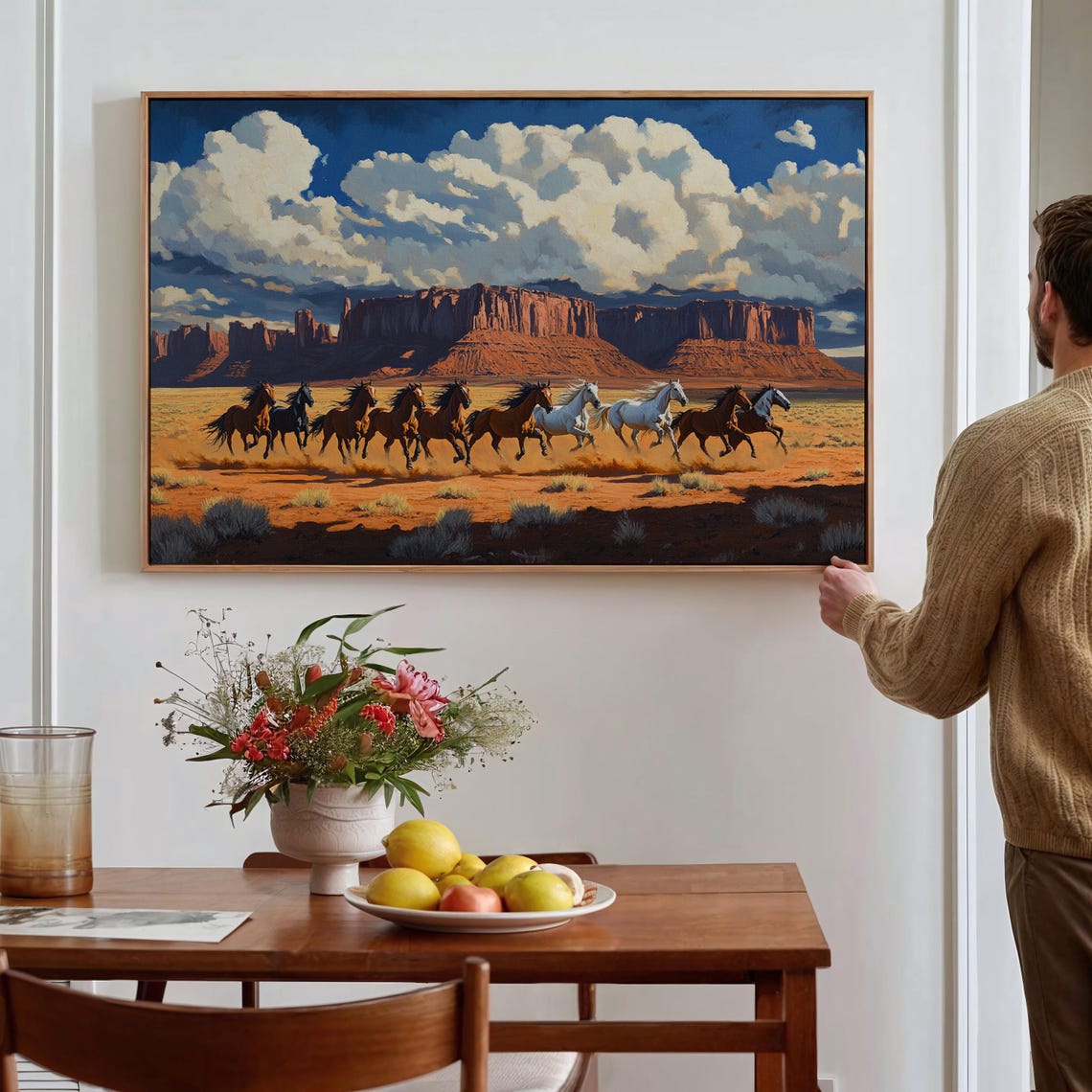 Wild Horses Galloping in Monument Valley Southwestern Art Poster - Image 2