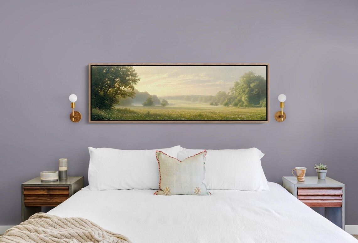 Tranquil Morning Meadow Art Print, Rustic Decor - Image 2