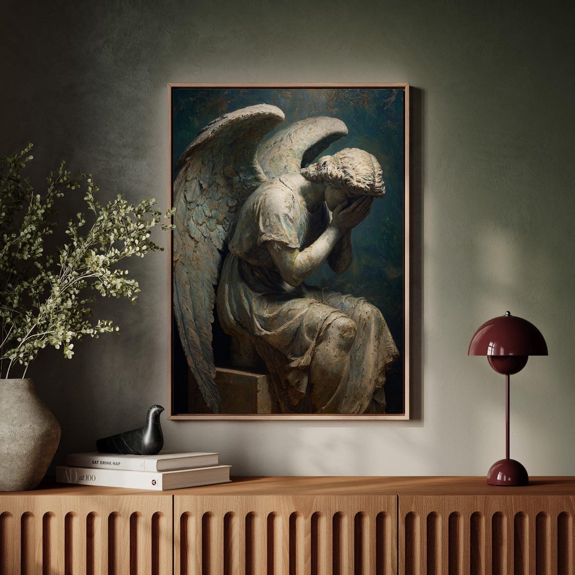 Weeping Angel Statue Gothic Cemetery Sculpture Art