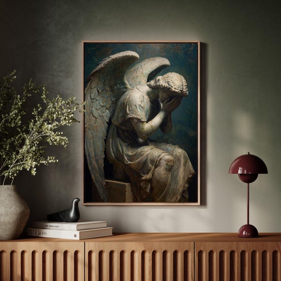 Weeping Angel Statue Gothic Cemetery Sculpture Art