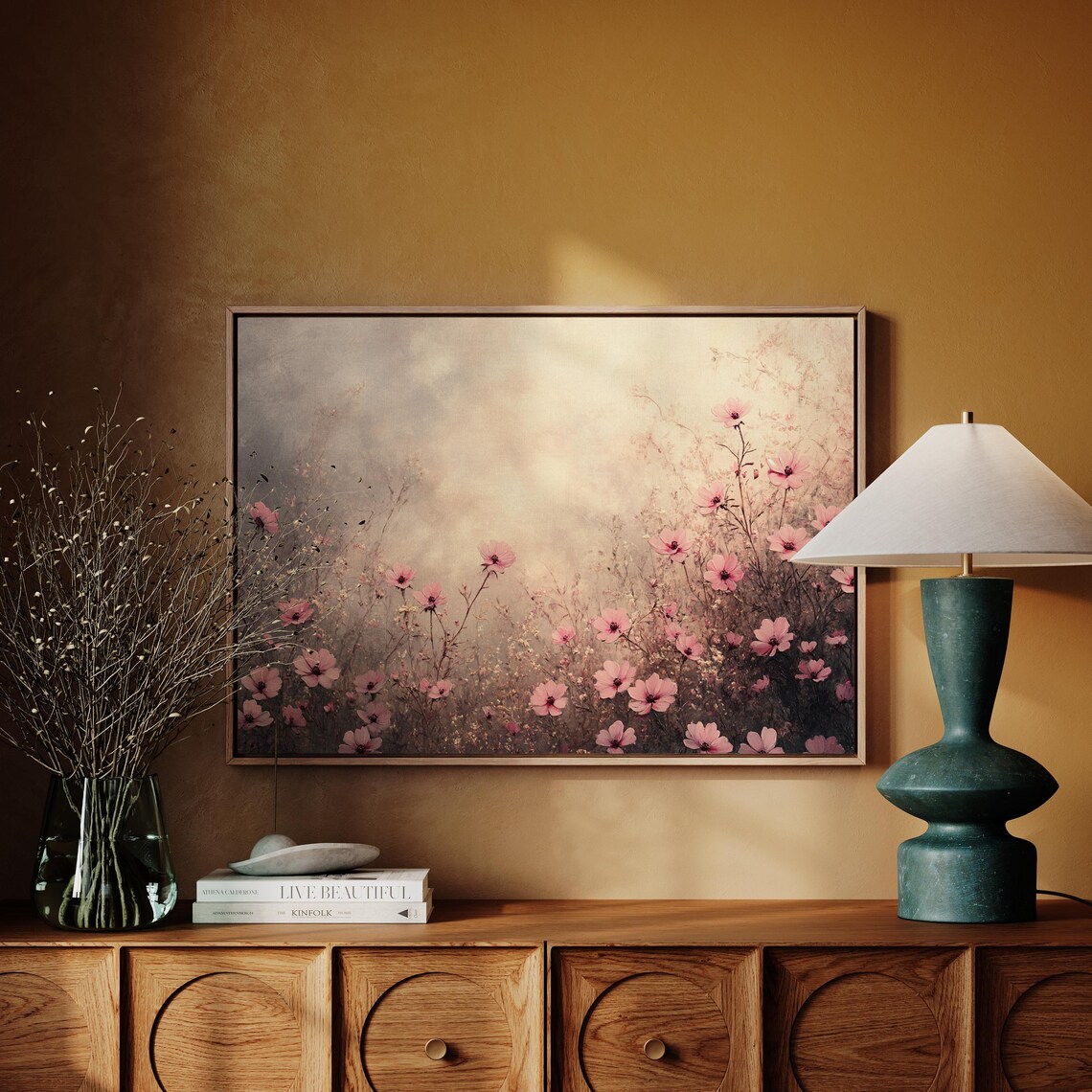 Soft Pink Cosmos Flowers Vintage Botanical Garden Art Poster - Image 4