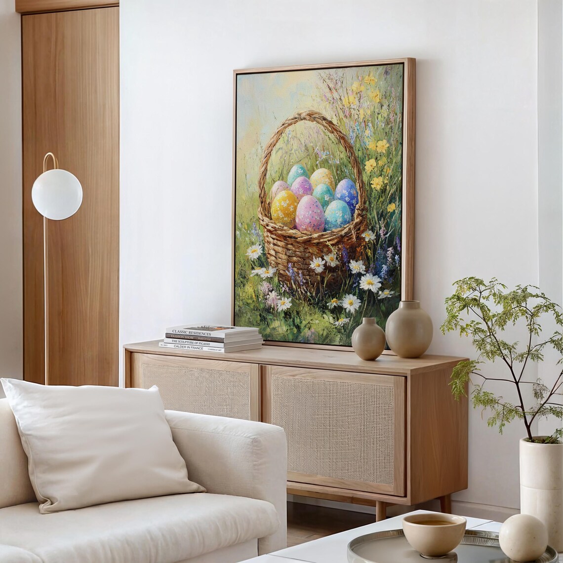 Easter Basket Art Print, Spring Wildflower Meadow - Image 6