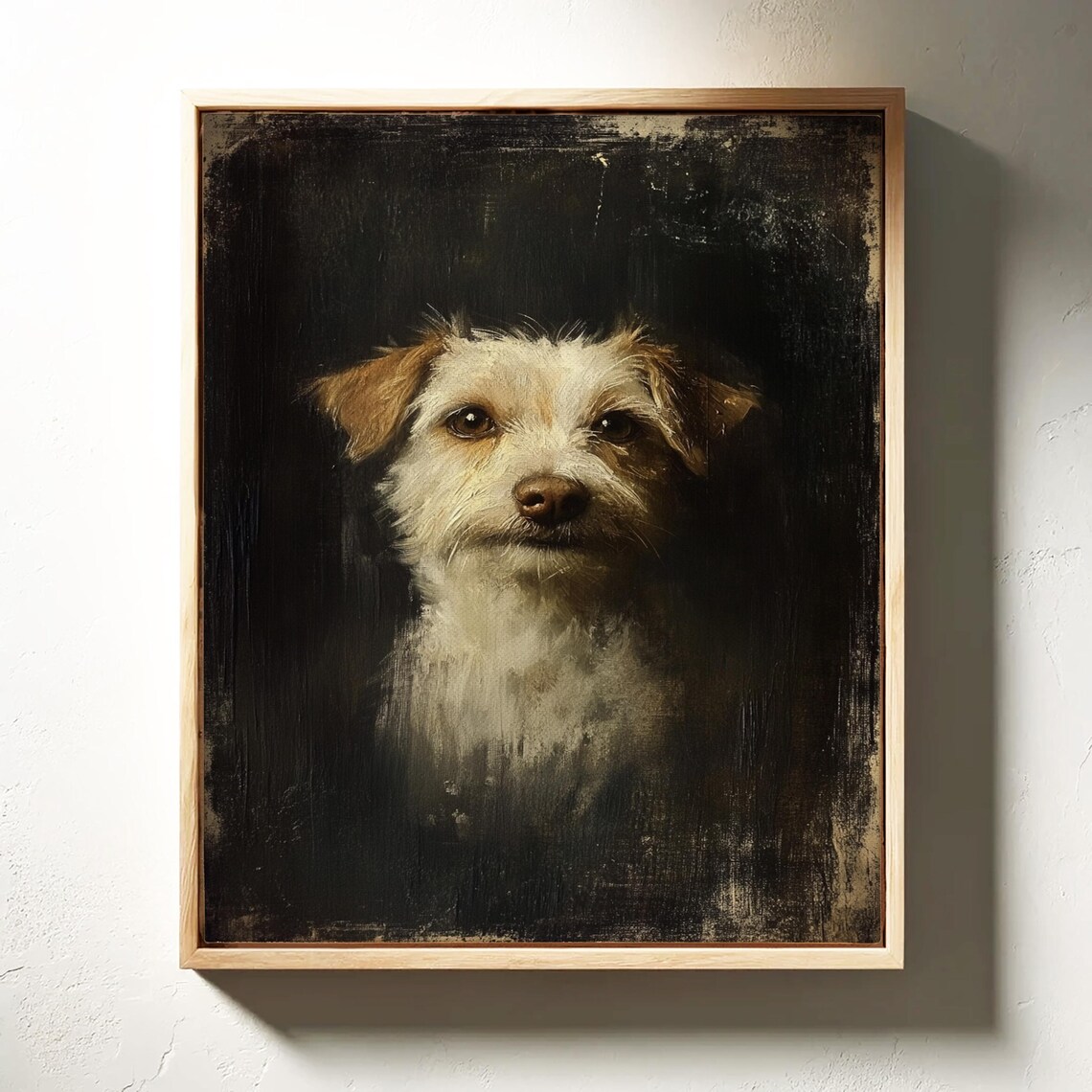 Terrier Dog Vintage Oil Painting, Farmhouse Decor - Image 3