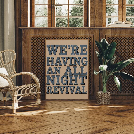 We're Having an All Night Revival Retro Western Typography Poster