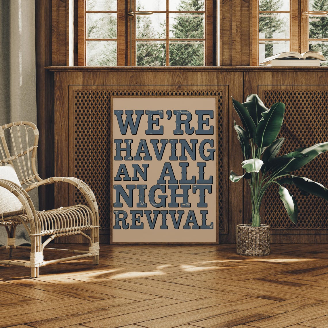 We're Having an All Night Revival Retro Western Typography Poster