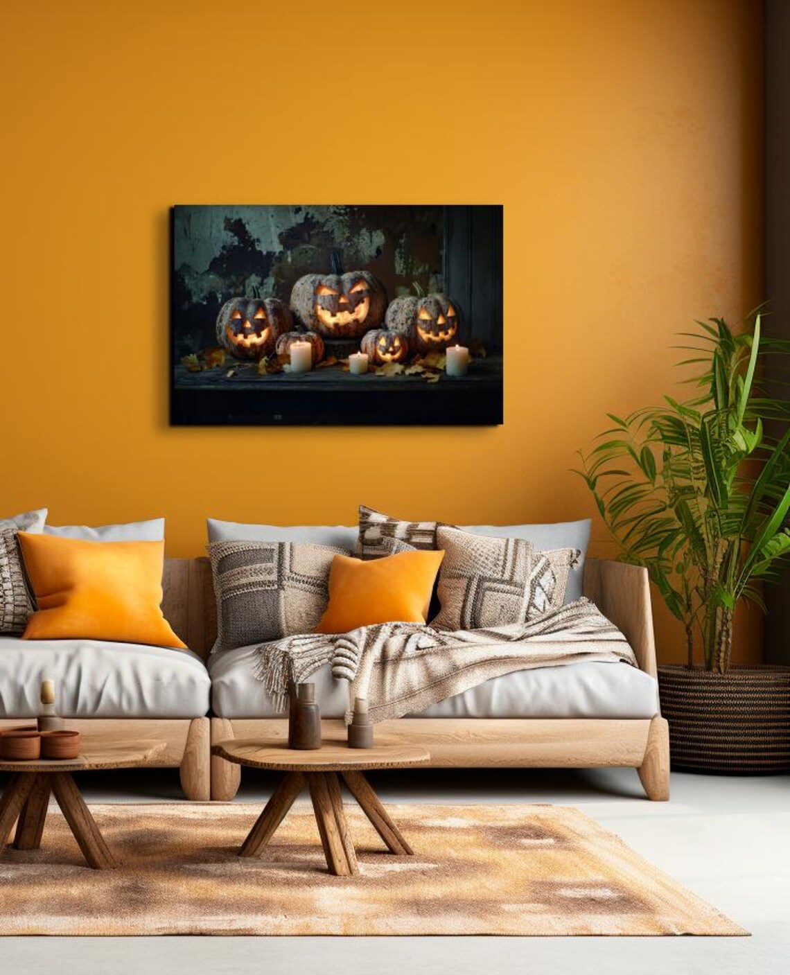 Halloween Pumpkin In A Gothic Window, Spooky Season Art - Image 4