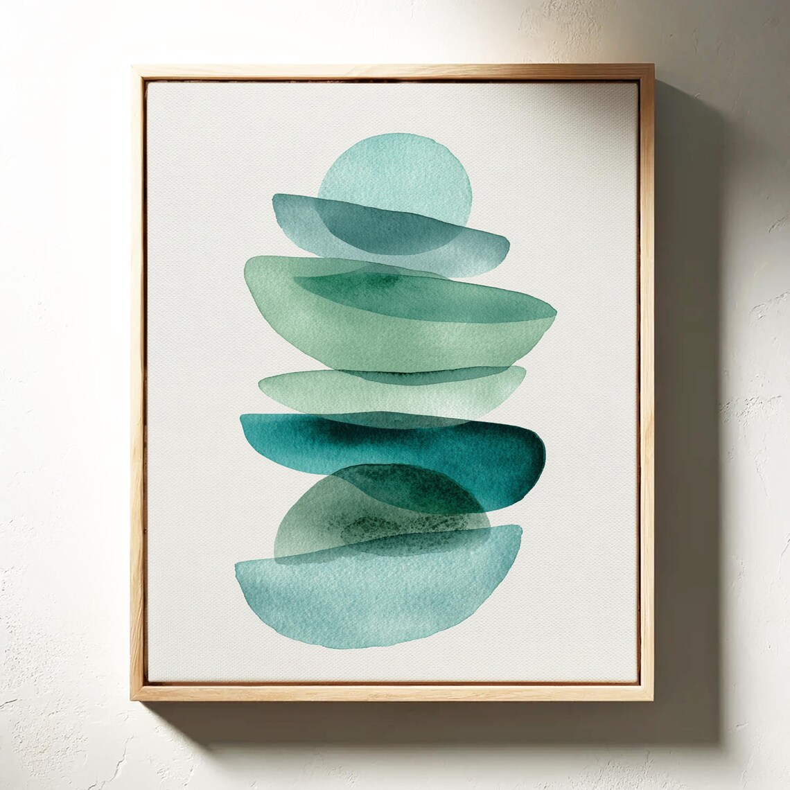 Minimalist Watercolor Zen Stones, Japandi Art Print