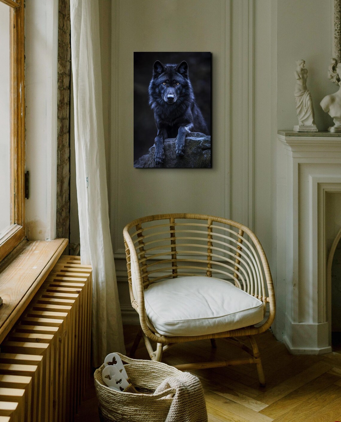 Black Wolf And Nature Art Print, Animal Wall Art - Image 6