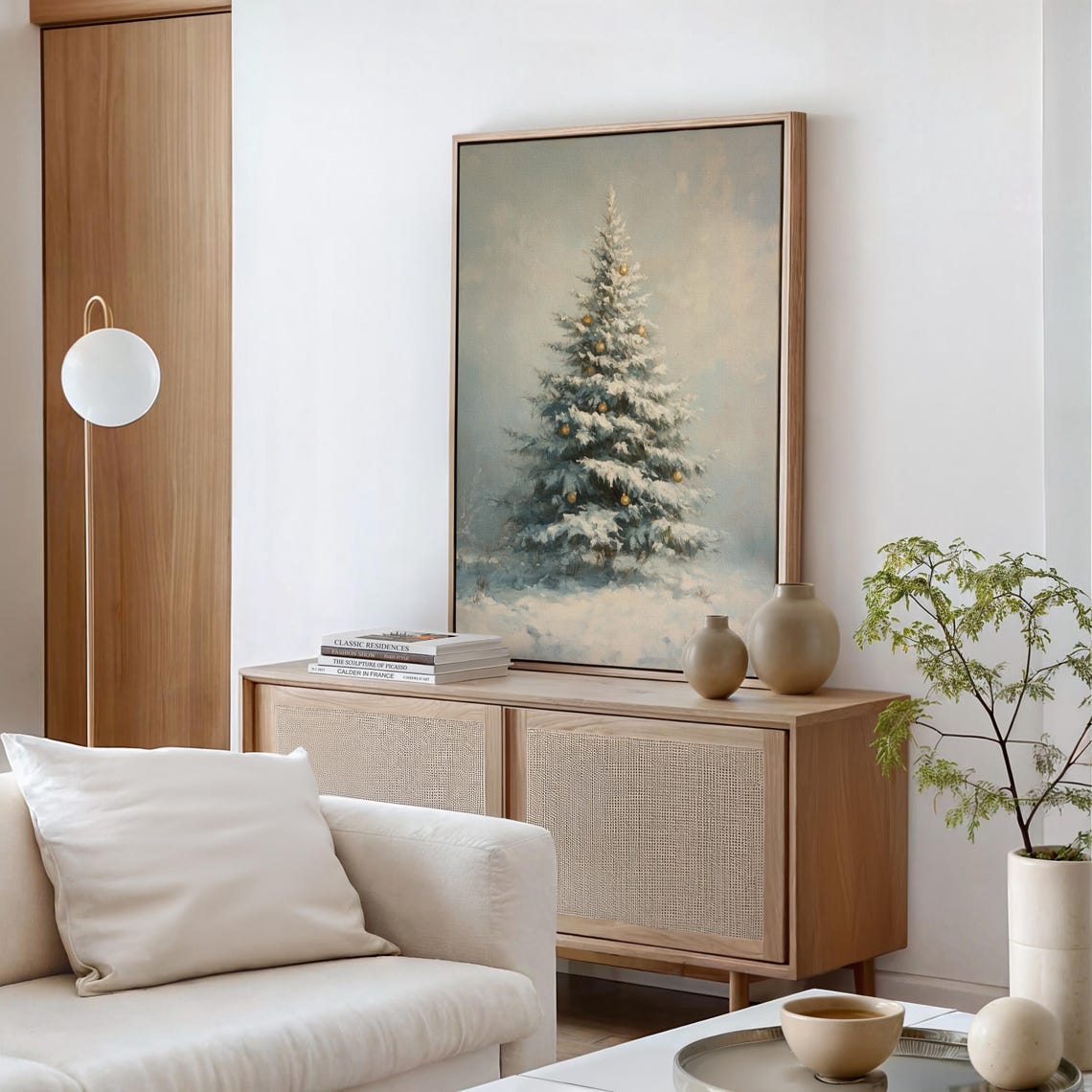 Snow Covered Christmas Tree With Gold Ornaments Winter Poster - Image 5