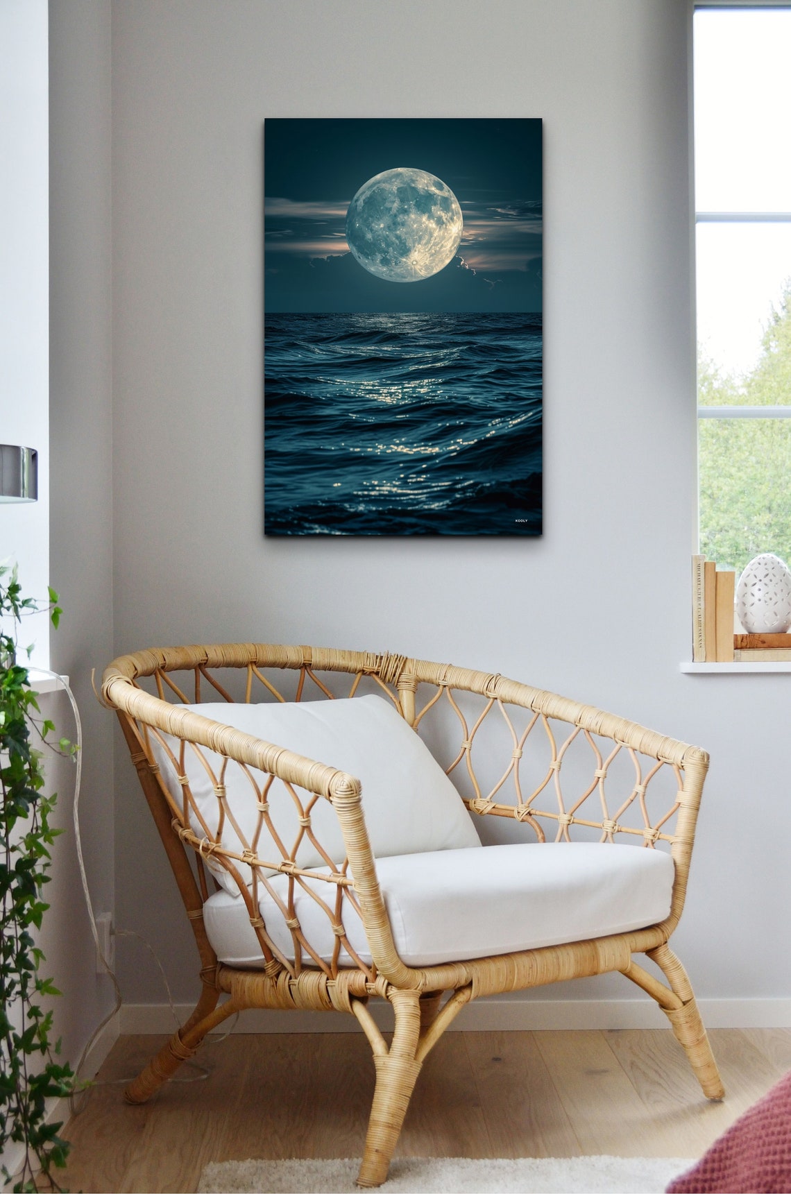 Moon Over Ocean, Night Ocean Home Decor - Image 3