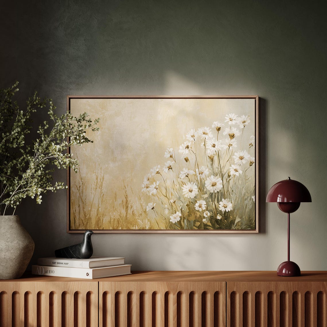 White Wildflowers Beige Minimalist Floral Botanical Wall Art - Image 5