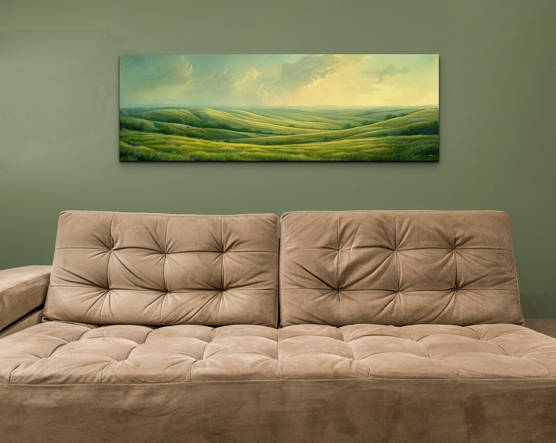 Vintage Misty Mountain Scene Art Print Extra Large Wall Art Panoramic Artwork Nature Art - Image 5