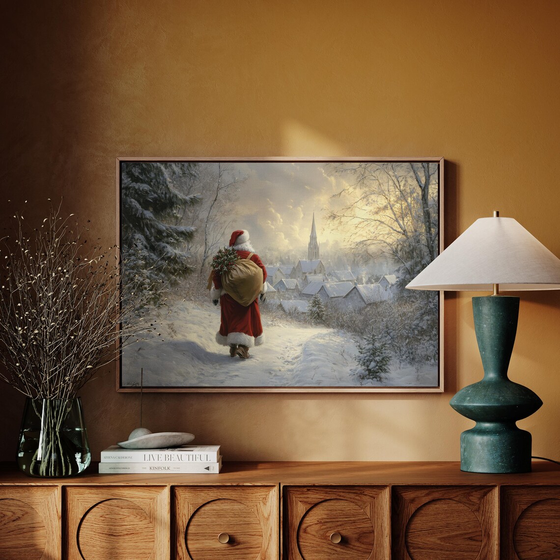 Santa Claus Coming To Deliver Presents, Christmas Art Print - Image 3