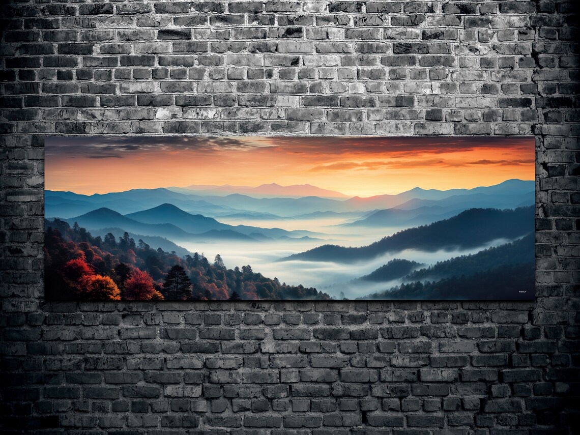 Great Smokey Mountains Sunset Photo Style Painting Print - Image 2