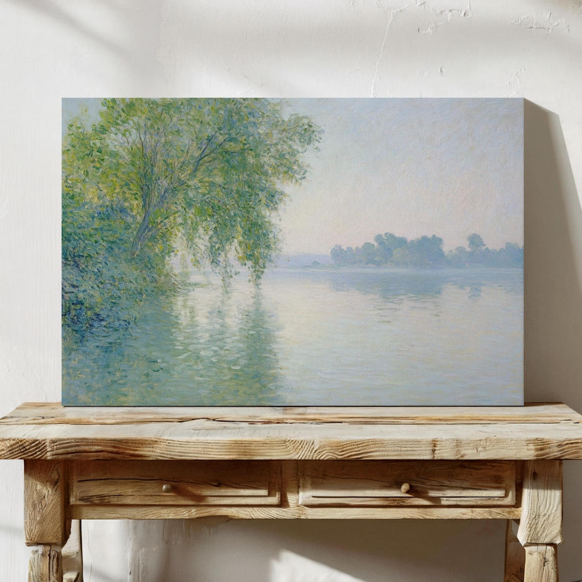 Serene Lakeside Landscape Poster, Tranquil Nature Scene