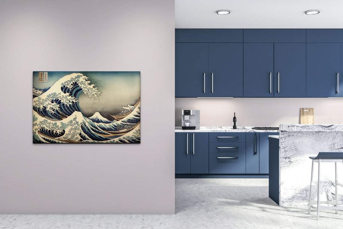 Hokusai The Great Wave With Japanese Cartouche Classic Poster - Image 3