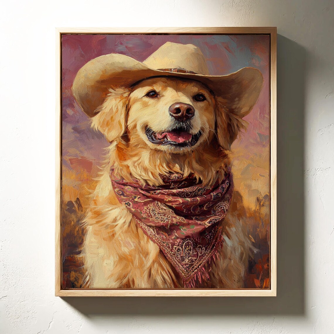 Smiling Golden Retriever in Cowboy Hat and Bandana Western Poster - Image 5
