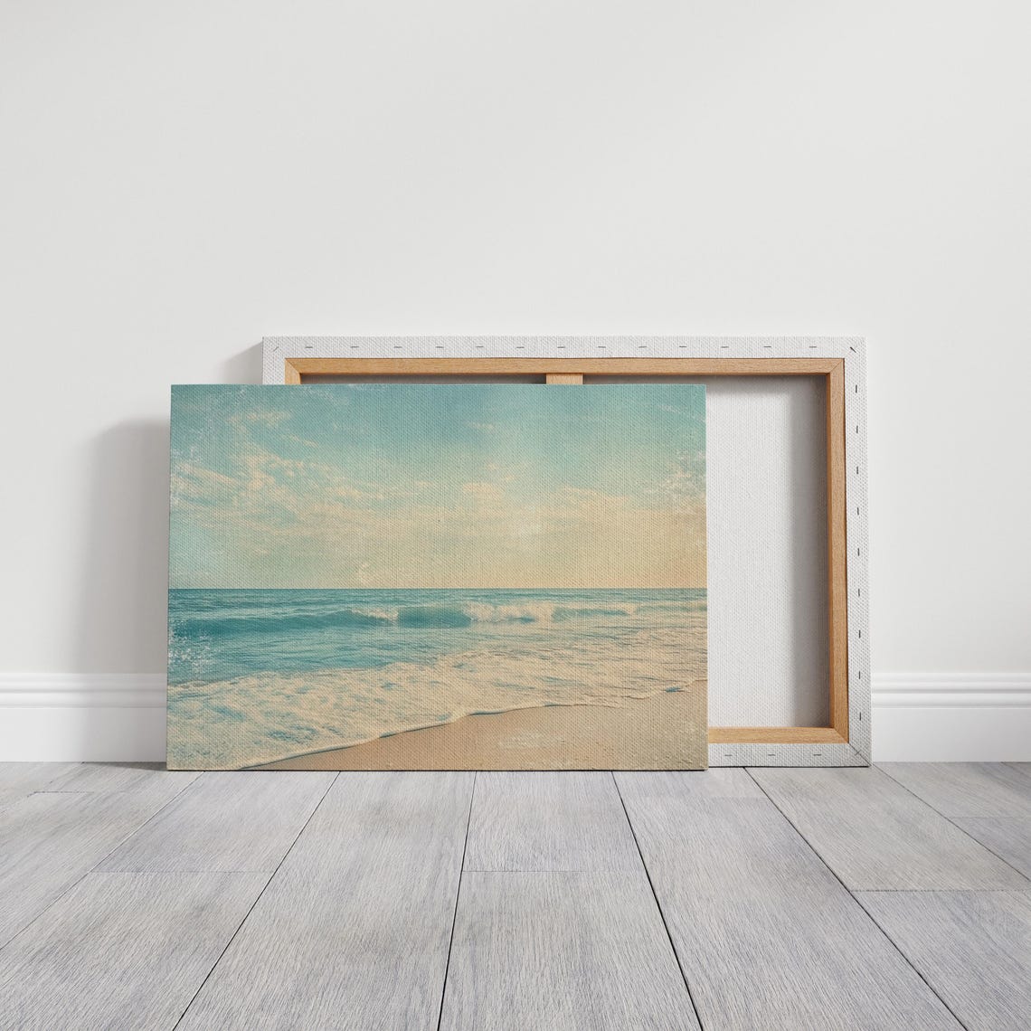 Serene Beach with Turquoise Waves and Golden Sand Art Poster - Image 3