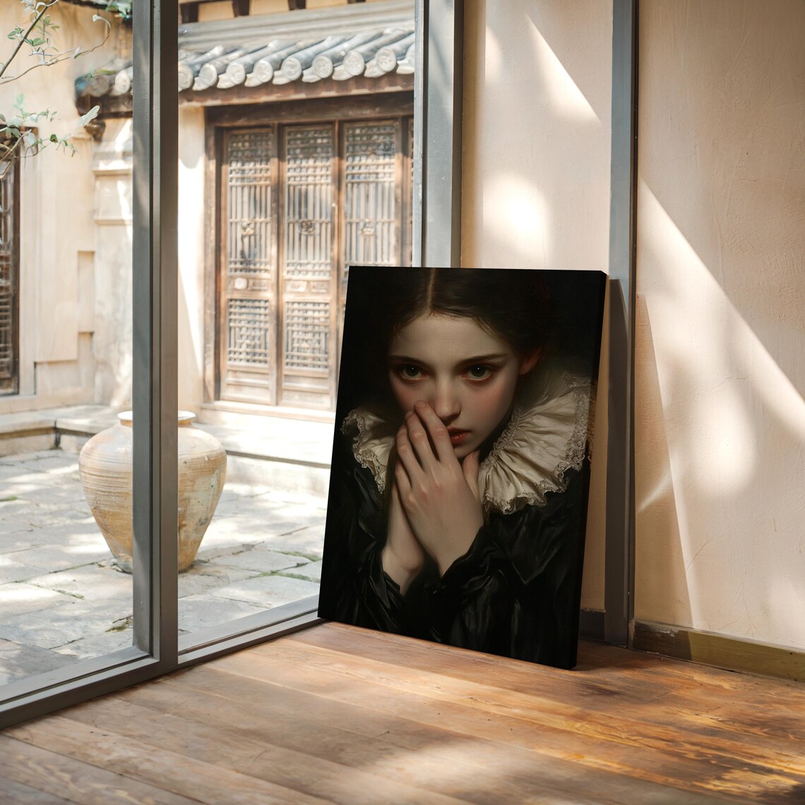 Gothic Portrait Of a Mysterious Woman, Vintage Art Print - Image 4