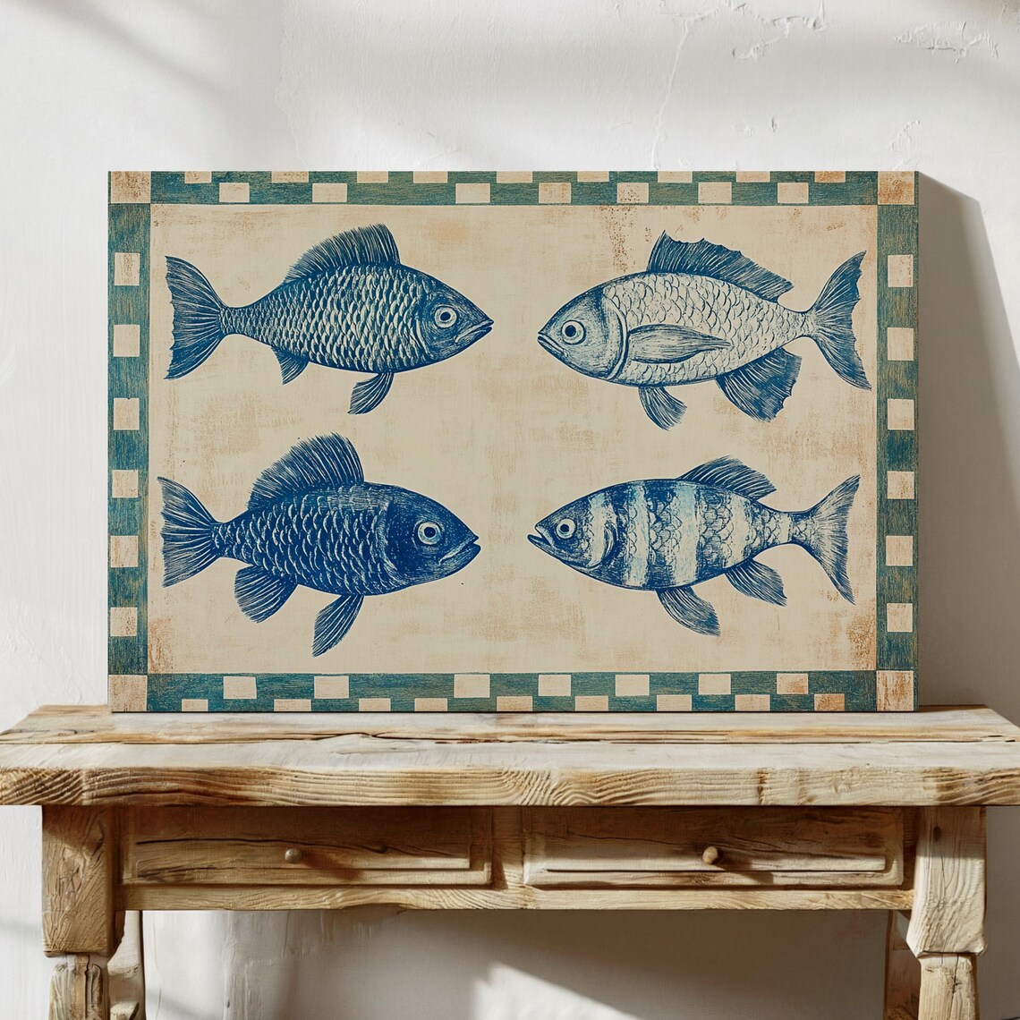 Nautical Blue Fish Art Print, Coastal Home Decor