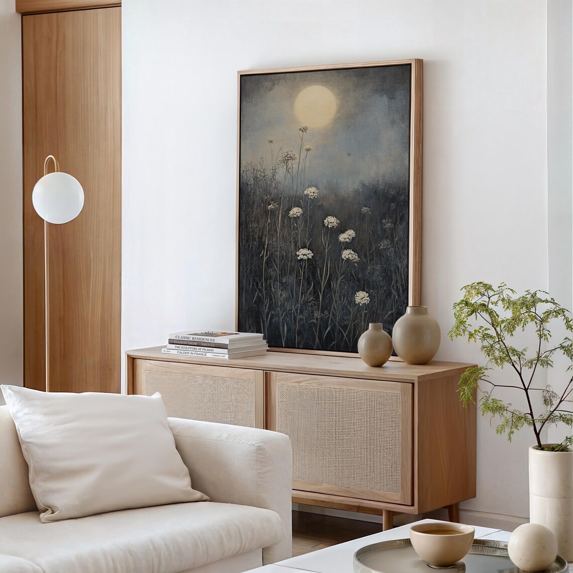 Moonlit Wildflowers Ethereal Night Meadow Full Moon Painting Poster - Image 5