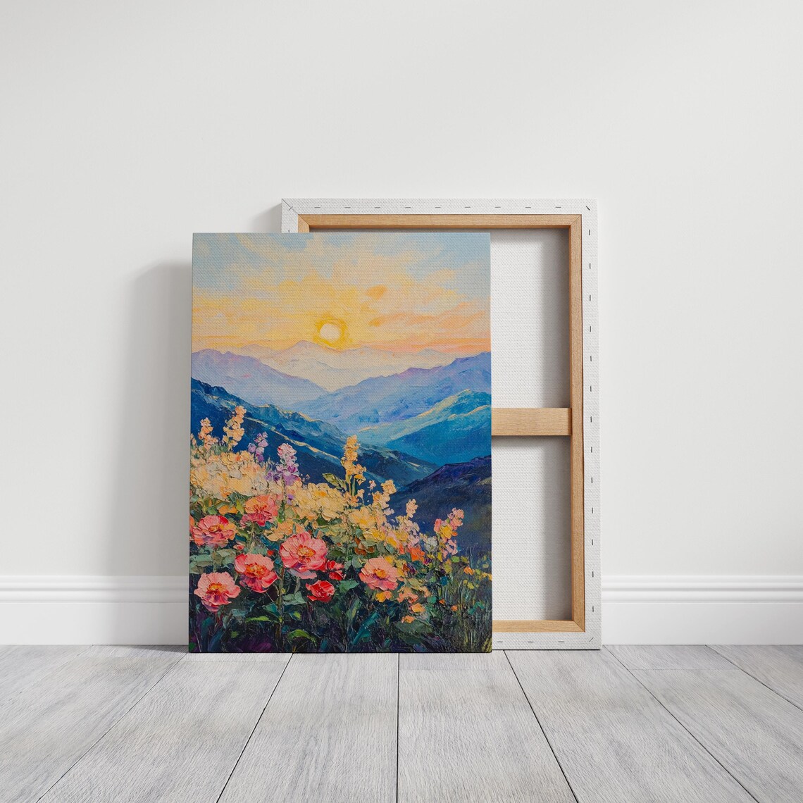 Sunlit Mountain Meadow Wildflowers Golden Sunrise Landscape Poster - Image 5