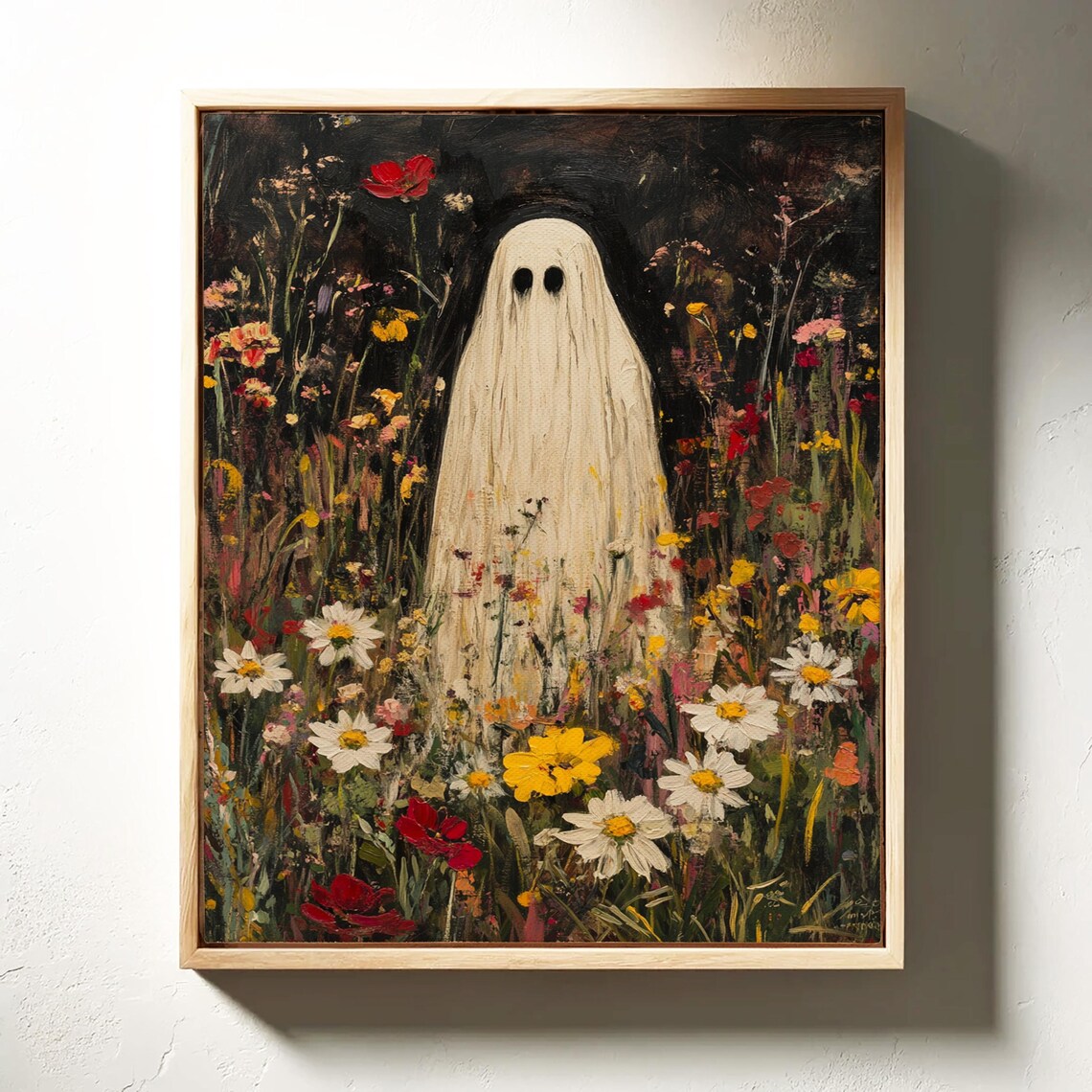 Gentle Sheet Ghost Among Bright Wildflowers in a Meadow Poster - Image 7