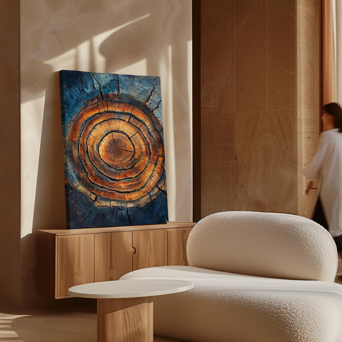 Tree Ring Abstract Art, Rustic Wood Grain Texture - Image 6