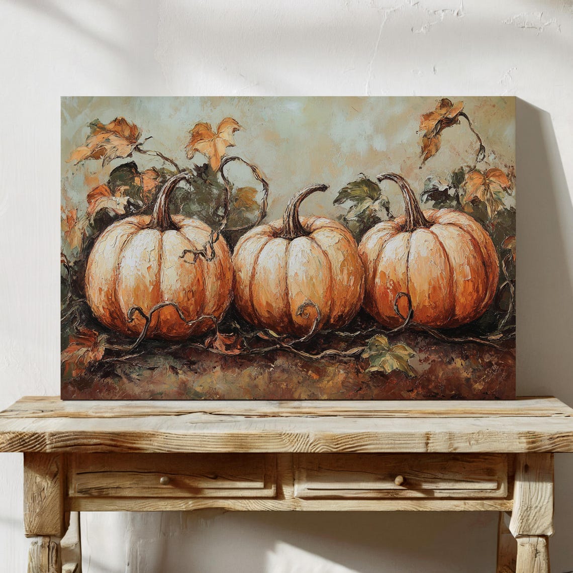 Rustic Pumpkin Harvest Trio Autumn Still Life Farmhouse Poster