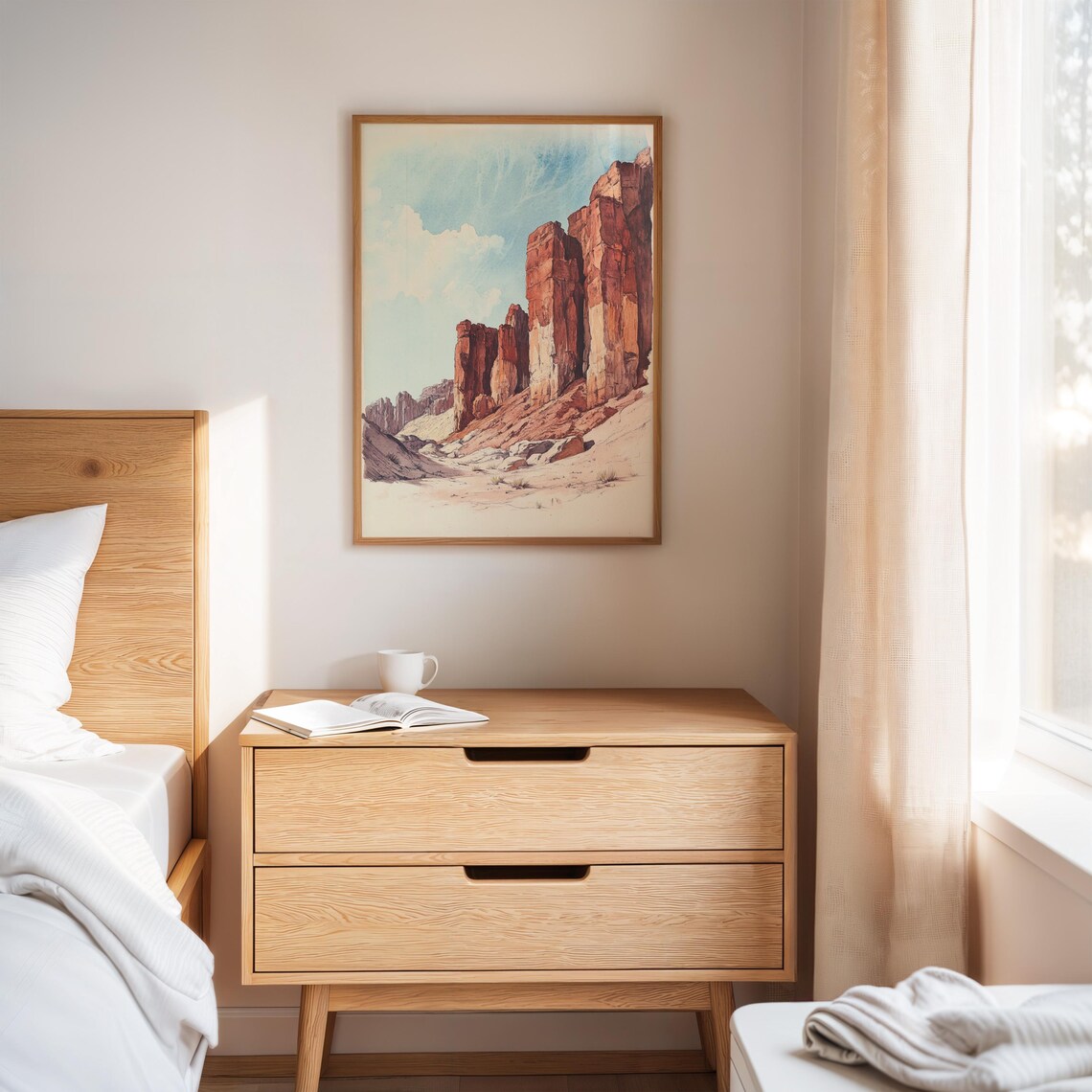 Red Rock Desert Canyon Spires Watercolor Southwest Scene Poster - Image 2