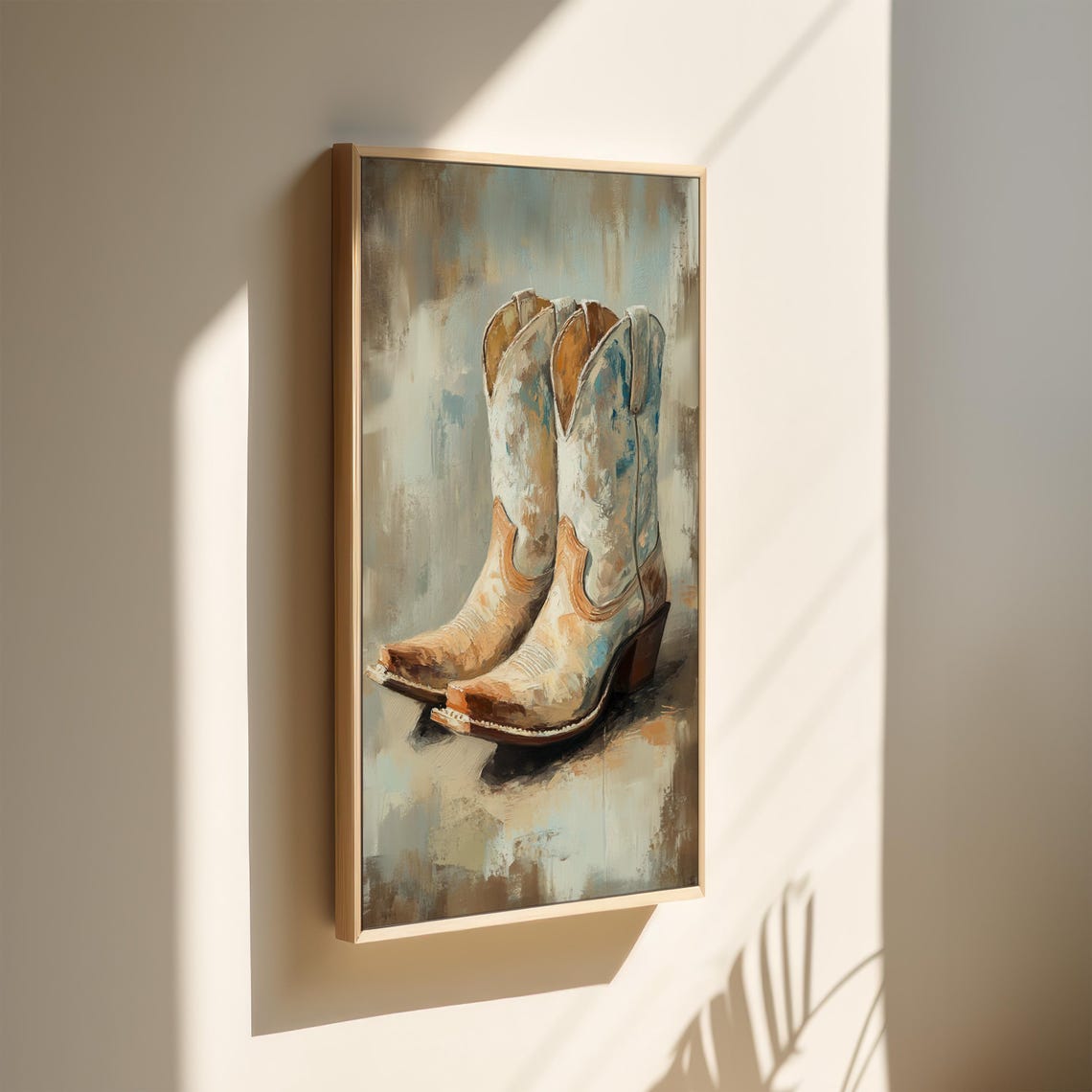 Rustic Cowboy Boots Art Vintage Oil Painting Style For Western Decor Farmhouse Wall Art Country Living Gift - Image 2