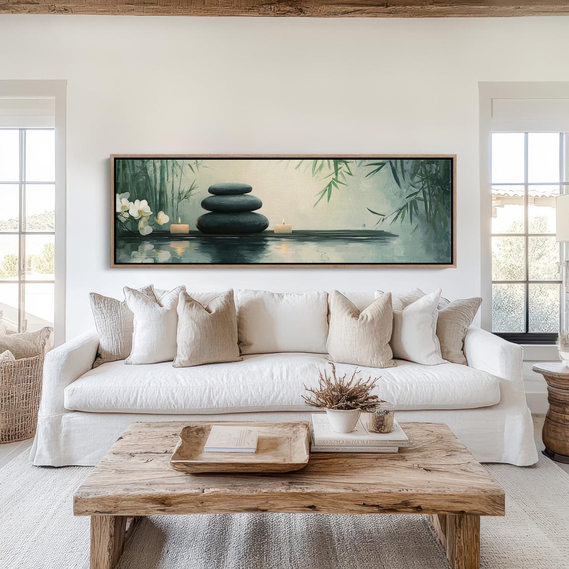 Zen Spa Balancing Stones Orchid Bamboo Candlelight Serene Art Poster - Image 6