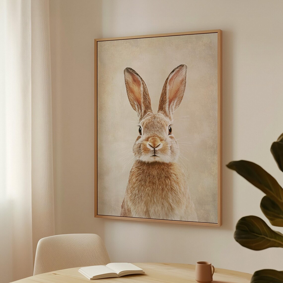 Rustic Bunny Portrait, Whimsical Animal Art Print - Image 3