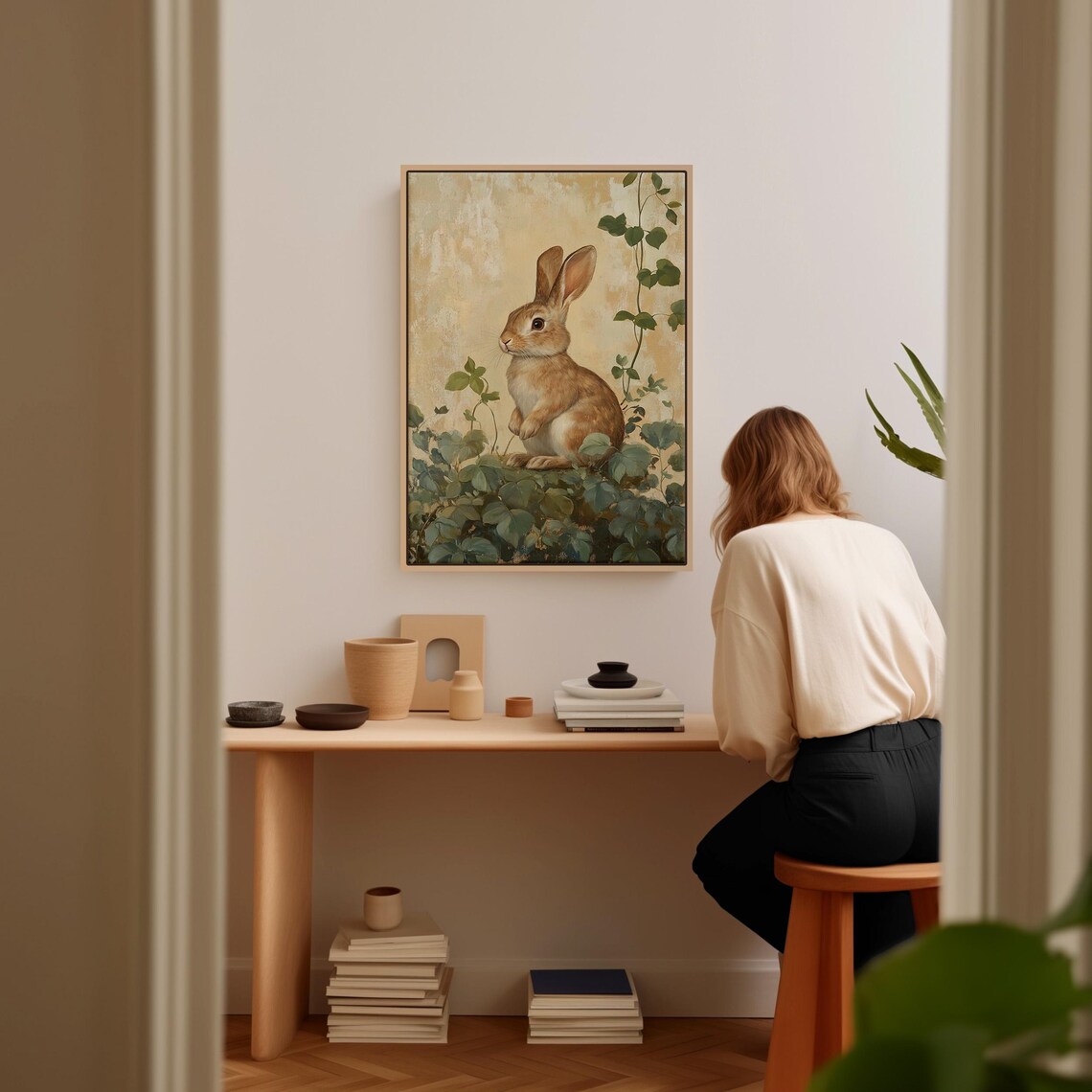 Charming Rabbit Art Print, Rustic Nature Inspired - Image 2