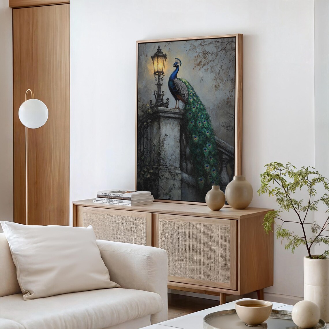 Elegant Peacock With Lantern Vintage Art Print - Image 5