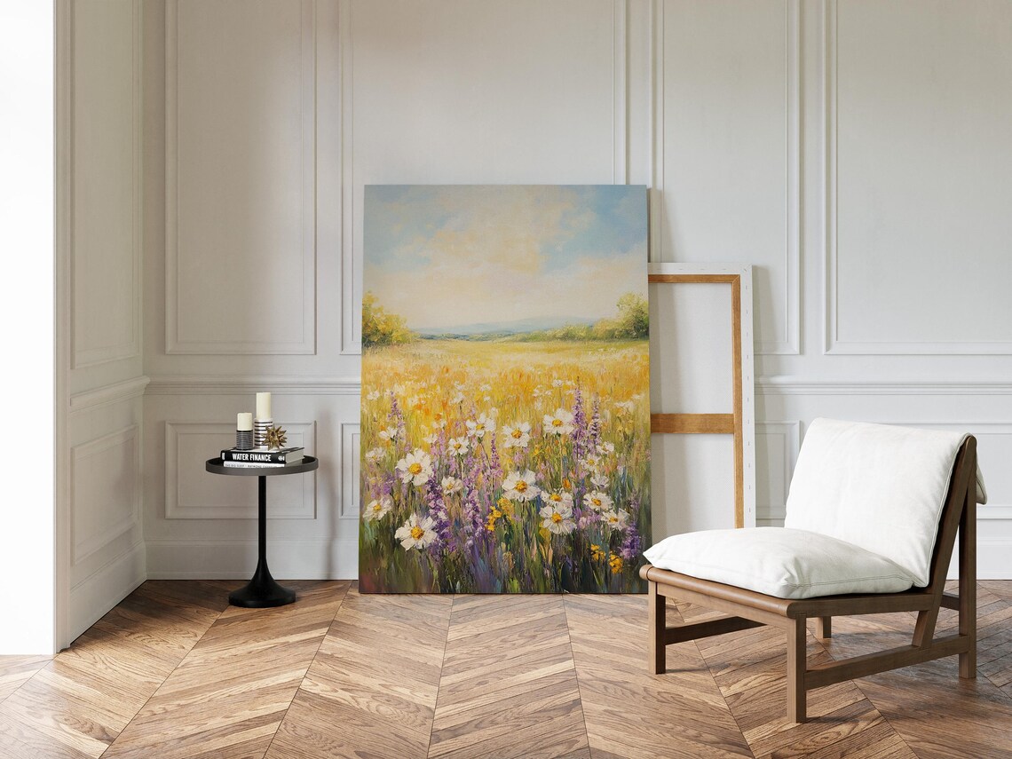 Golden Meadow With Wildflowers, Summer Landscape - Image 4