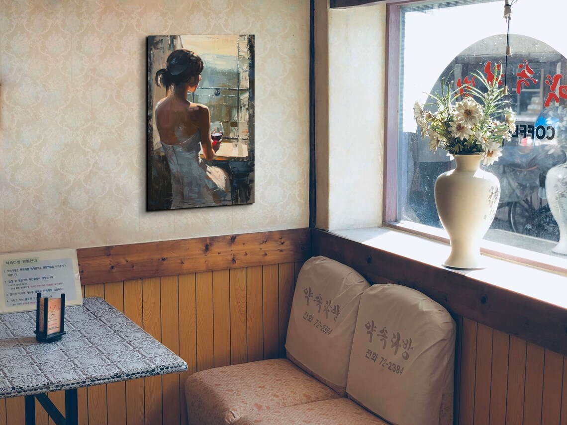 French Beauty With Glass Of Wine, Impressionist Art Print - Image 5