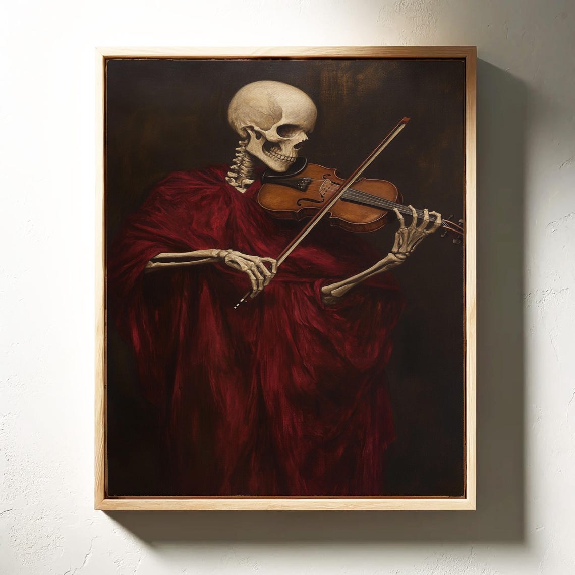 Skeleton Violinist In Red Robe Dark Gothic Classical Art Poster - Image 4