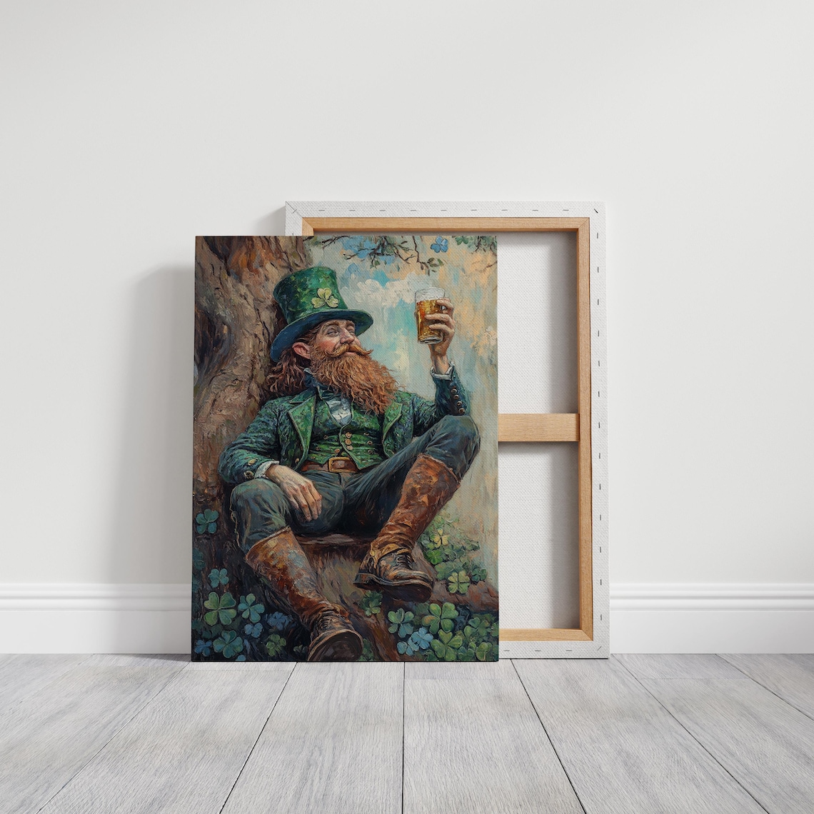Cheerful Leprechaun in Green Top Hat Art Print - Image 6
