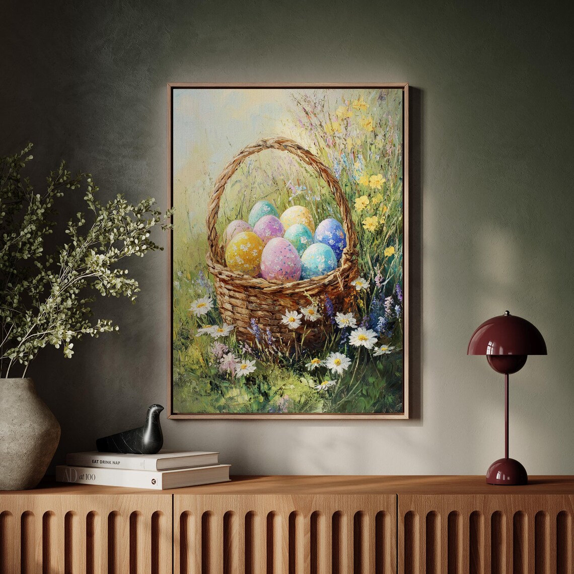 Easter Basket Art Print, Spring Wildflower Meadow - Image 4