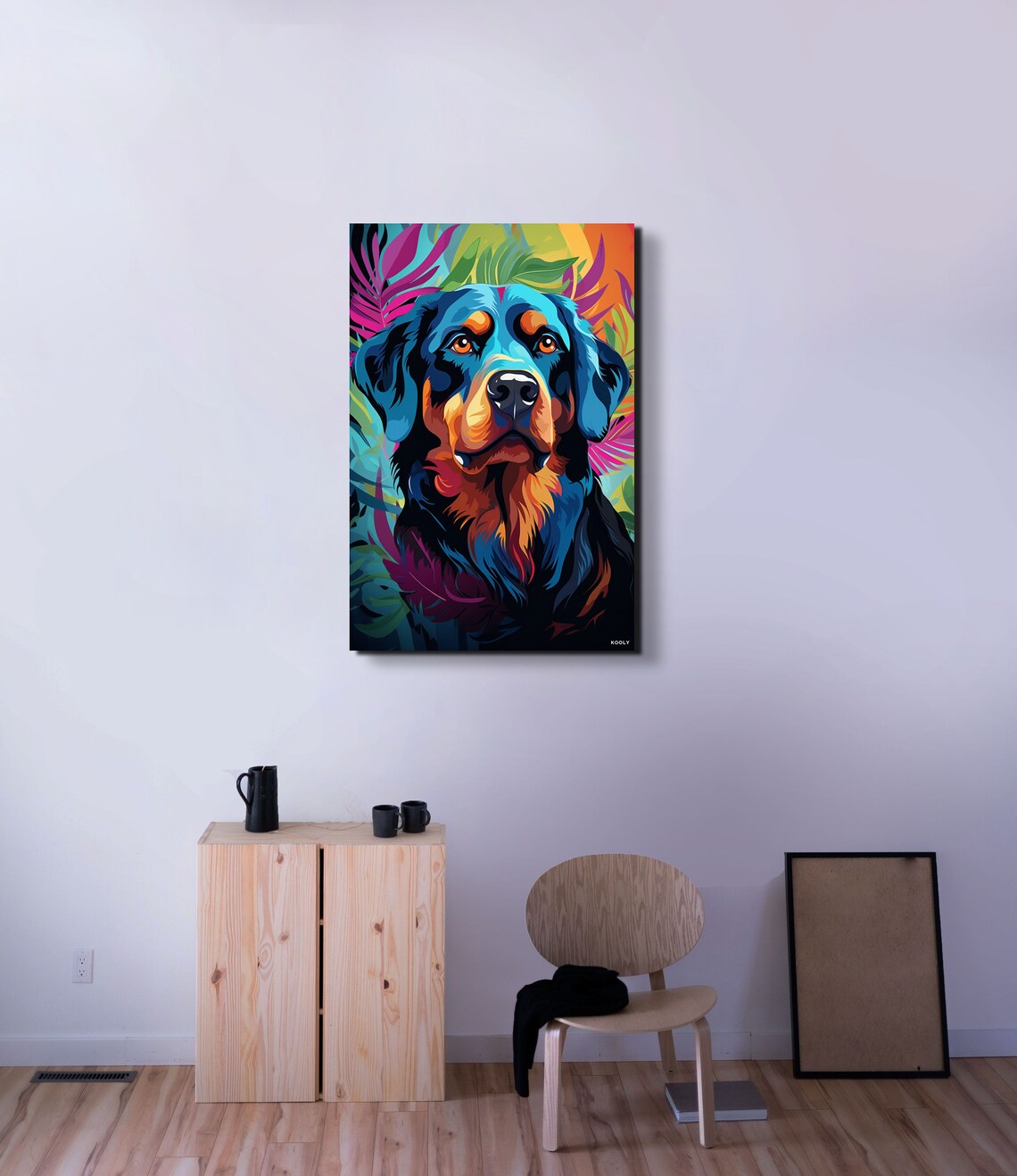 Rottweiler Portrait Poster In Bold Colorful Tropical Pop Art Style - Image 4